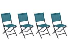 Lot de 4 chaises de jardin en aluminium pliables Bleu Canard Essentia - Hespéride