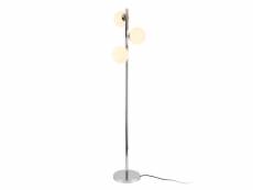 [lux.pro] lampadaire lampe à pied lampe sur pied métal et verre 3 x e14 154 cm chrome et blanc