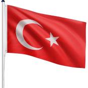 Mât de drapeau télescopique en aluminium, 6,50 m, réglable en hauteur sur 5 positions, 30 drapeaux au choix, set complet avec douille de sol, Turquie