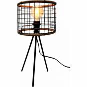 Maxxhome - Lampe de table - Inclinable - 40 w E27 led - 23 x 49 cm - Noir/Bois