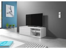 Meuble banc TV - 100 cm - Blanc mat / Blanc brillant