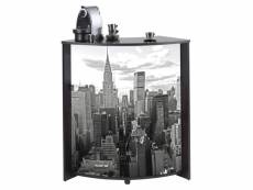 Meuble-comptoir bar 96 cm noir 3 niches - coloris: new york 500 VISIO097NO500