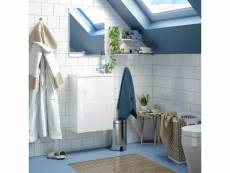 Meuble lave main 40 cm + miroir 1 porte battante blanc - plimi - meuble : l 40 l 22 x h 58 cm ; vasque : l 40 x l 22 x h 2.5 cm ; miroir : l 40 x h 50