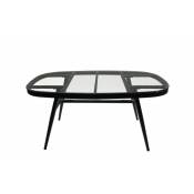 Meubletmoi - Table de jardin en aluminium gris plateau verre 6 places - pacific