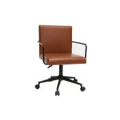 Miliboo - Chaise de bureau à roulettes vintage marron et métal noir floki - Marron clair