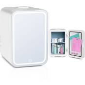 Mini Frigo de Chambre 8L avec Miroir led Maquillage Mini-Réfrigérateur électronique 220V/12V portable avec poignée Blanc - Blanc - Blanc - Puluomis