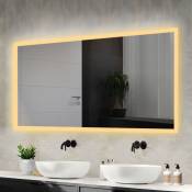 Miroir de Salle de Bain 120x60cm Miroir Mural avec Blanc Chaud éclairage, Interrupteur mural, verticale ou horizontal - Meykoers