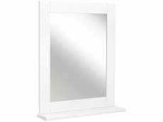 Miroir de salle de bain avec étagère - kit installation fourni - mdf blanc
