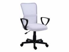 Nordlys - chaise de bureau ergonomique reglable avec accoudoirs base nylon tissu blanc