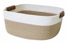 Panier rectangulaire en corde Lea blanc et couleur