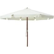 Parasol avec mât - Parasol de Jardin Parasol droit en bois 330 cm Blanc sable BV283547