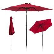 Parasol de jardin 2.7m hydrofuge avec manivelle jardin UV40+ balcon extérieur, rouge, 2.7m - rouge