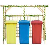 Pergola de jardin pour poubelles triples Bois de pin
