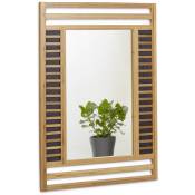 Relaxdays - Miroir mural avec cadre en bambou, h x