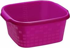 Rotho Geometric bassin / bac de rinçage carré de 12l, Plastique (PP) sans BPA, rose, 12l (37.8 x 36.7 x 15.8 cm)