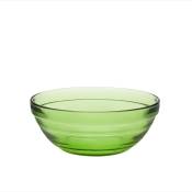 Saladier empilable 50 cl en verre trempé résistant teinté vert jungle