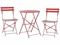 Salon de jardin bistrot table et 2 chaises en acier rouge fiori 208588