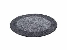 Shaggy - tapis à bordures rond - gris 200 x 200 cm