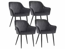 Songmics lot de 4 chaise de salle à manger, fauteuil, siège rembourrée, avec accoudoirs, largeur d’assise 49 cm, pieds en métal, revêtement en velours