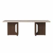 Table basse Androgyne Lounge Wood / 120 x 45 x H 37,8 cm - Base bois - Menu beige en pierre