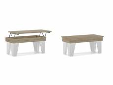 Table basse relevable kl, chêne-blanc 92x50x45-57 MESAELEKLBLSO