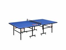 Table de ping pong tennis de table pliable 8 roues - filet, 2 raquettes, 3 balles inclus - noir bleu