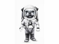 Tableau peinture chien astronaute noir et blanc 60