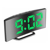 Vert)Réveil numérique pour Chambres à Coucher, écran Miroir 7'' led, 2 luminosités, 12/24H, température, Date, veilleuse, répétition, Chargement usb