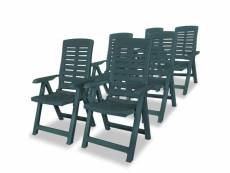 Vidaxl chaises inclinables de jardin 6 pcs plastique