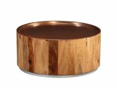 Vidaxl table basse bois massif de sesham et acier 68 cm 244925