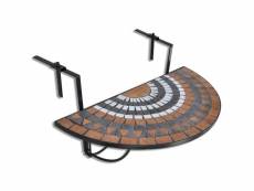 Vidaxl table de balcon suspendue demi-circulaire terre