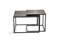 2 tables gigognes - métal - onze et fer 41x62x62