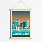 Affiche Auckland + Cadre Magnétique (Bois) 50x70 cm