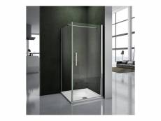 Aica porte de douche pivotante , paroi de douche fixe, verre sécurité et anticalcaire,hauteur 187cm,barre de fixation 90cm