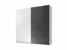 Armoire 2 portes coulissantes 220 cm blanc/gris mat