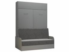 Armoire lit escamotable dynamo sofa accoudoirs structure gris mat canapé gris couchage 140*200 20100994450