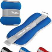 ® Bandes lestées pour poignets et chevilles 2x0,5kg à 2x3kg, néoprène disponible en noir, bleu ou rouge - Couleur : Bleu + tissu éponge - Poids : 2 x