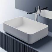 BERNSTEIN - Vasque moderne Lavabo en fonte, Lave main à poser avec cache - 54x36x13cm - PB2001 Blanc mat, Avec cache supplémentaire blanc