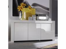 Buffet, meuble de rangement 3 portes coloris blanc brillant - longueur 162 x hauteur 83 x profondeur 50 cm