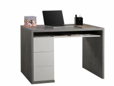 Bureau de bureau et d'étude, table d'ordinateur minimal, bureau de travail avec 3 tiroirs, fabriqué en italie, 110x60h75 cm, couleur ciment et blanc 8