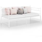 Cadre de canapé-lit Lit adulte pour chambre à coucher extensible Blanc Métal 90x200 cm vidaXL