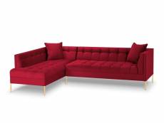 Canapé d'angle gauche "karoo", 5 places, rouge, velours