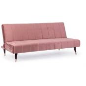 Canapé-lit trois places inclinable rose