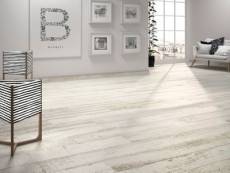 Carrelage sol et mur grès cérame bois blanc mat 20 x 120 cm Denver Baldocer