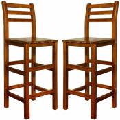 Casaria - 2x Tabourets de bar 75 cm Chaises haute de bar en bois avec dossier repose-pieds Tabouret de bistrot Cuisine salon exterieur
