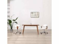 Chaise de qualité pivotante à dîner blanc bois courbé et similicuir - blanc - 51,5 x 49,5 x 115,5 cm