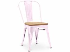 Chaise de salle à manger - design industriel - acier et bois - nouvelle édition - stylix rose pâle