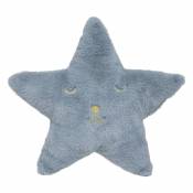 Coussin étoile en fourrure - Bleu - 39 x 39 cm