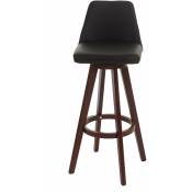 Décoshop26 - Tabouret de bar chaise de comptoir en synthétique marron pivotant pieds en bois foncé