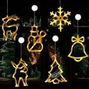 Ersandy - Fenêtre Noël Lumière, 6 Pièces Lumière de Fenêtre à Ventouse led, Guirlande Lumineuse Fenêtre Noël Decoration, Lumières de Noël Suspendues